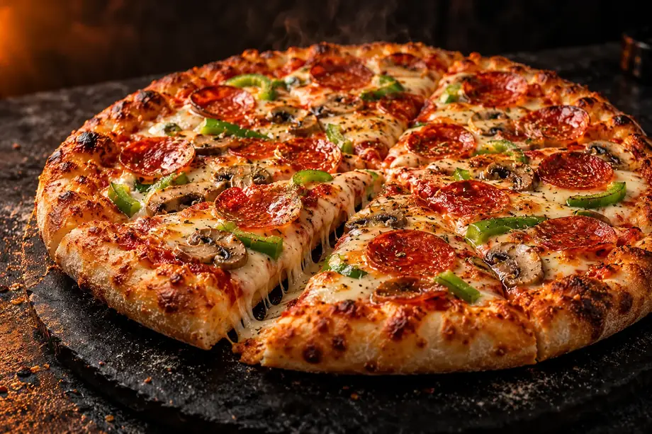 Photorealistic AI-generated pizza image